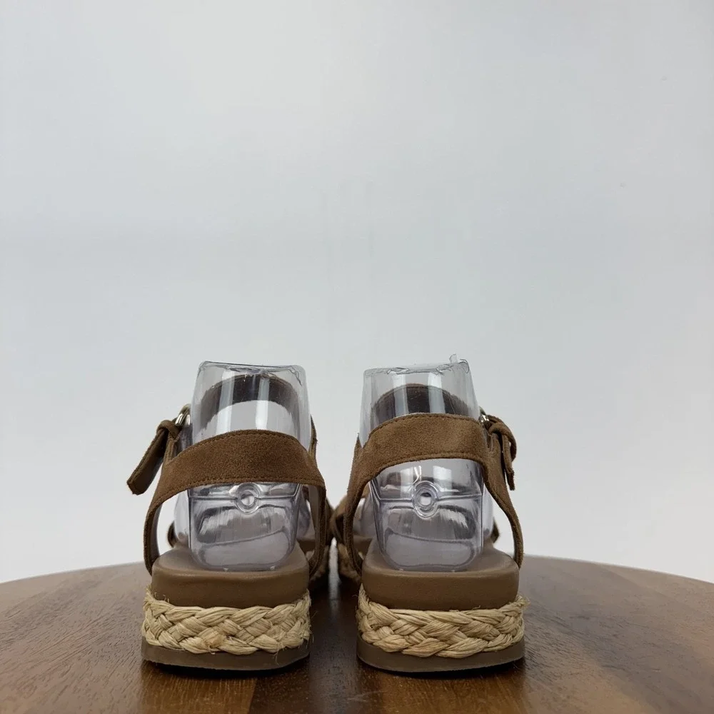 Womens Naturalizer Neila Brown Leather Espadrille Platform Wedge Sandal Size 8.5